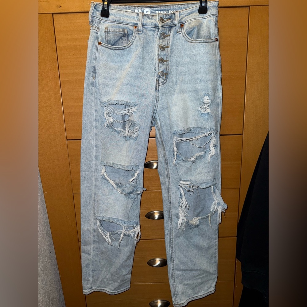 Trendy Distressed Light Blue Jeans
